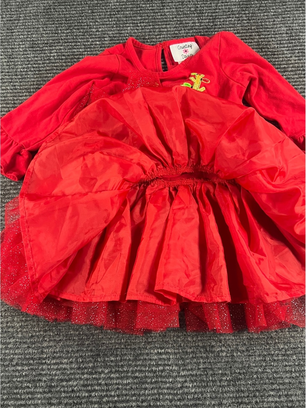 Counting Daisies Toddler Girls 2T Red Holiday Reindeer Tutu Dress w/ flare pants - Picture 10 of 11